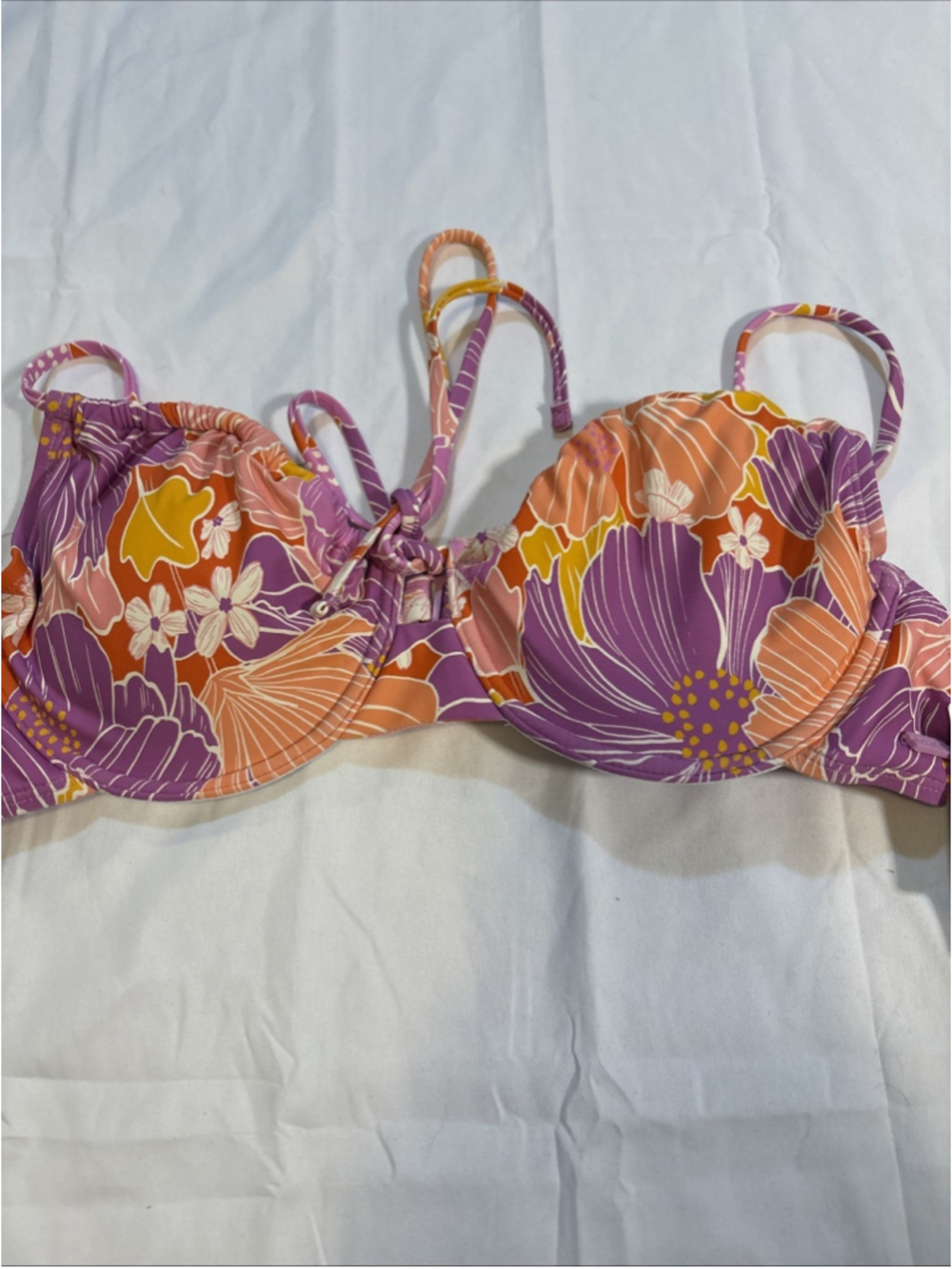 NWT Roxy Women's Bell Bottom Blooms Underwire Bikini Swim Top Purple Sizes S